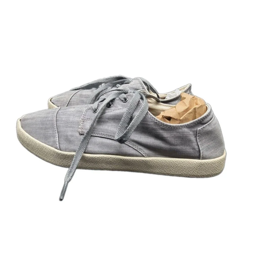Toms Mens Paseo Gray Lace Up Comfort Sneakers Size 10.5